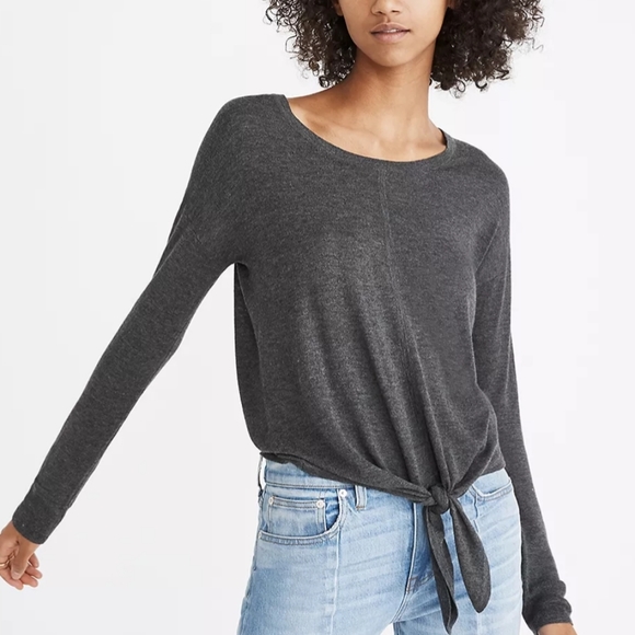 Madewell Sweaters - NWOT Madewell tie front sweater gray long sleeves size XS